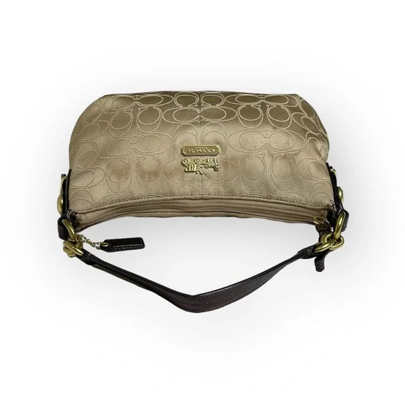 Coach ♕ Mia Lurex Signature C Top Handle Pouch Hobo Bag Handbag ♕ Light Khaki ♕ - Picture 7 of 16